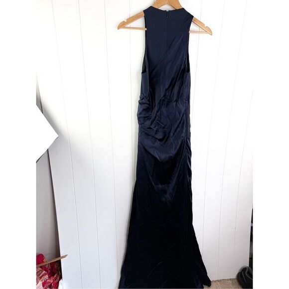 Cinq à Sept Clemence Neck Detail Gown In Navy Size 4 Silk Blend $795 - Picture 9 of 13